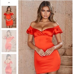 Oh Polly red satin mini dress